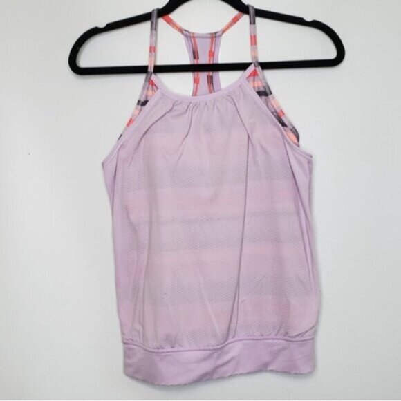 Ivivva Girl's Racerback Tank Workout Top Built in Bra Size 12 Lilac Ligh… - Picture 2 of 14